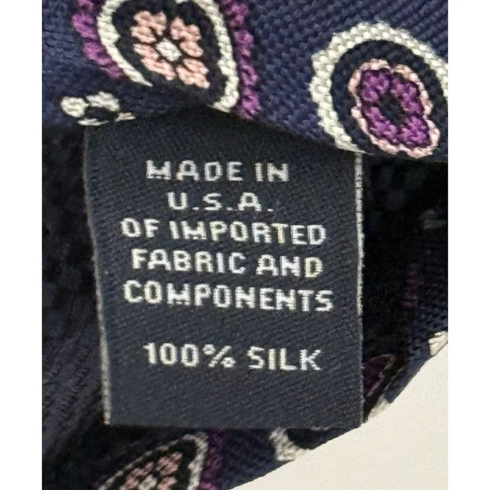 Daniel CREMIEUX 100% Silk Tie Blue Purple White‎ Floral Geometric USA Made EUC